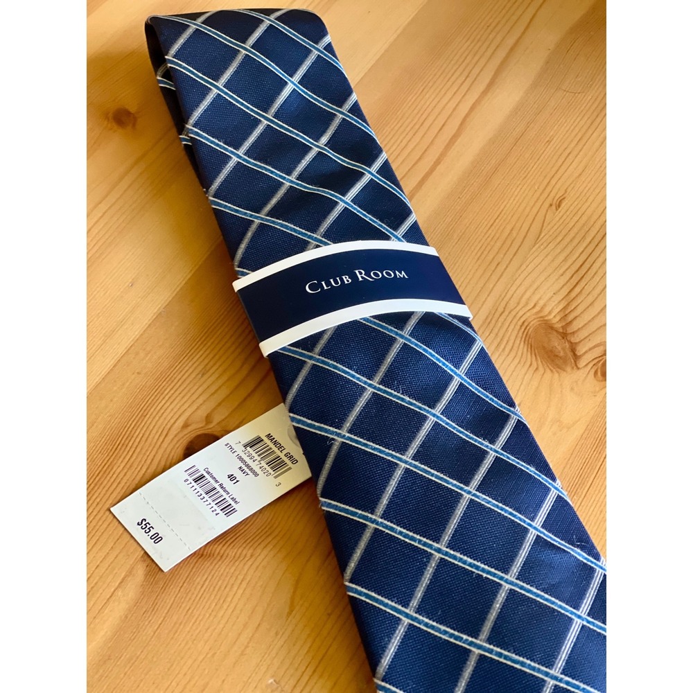 Club Room Blue Plaid Tie Mens Necktie -
Classic Design NWT $55